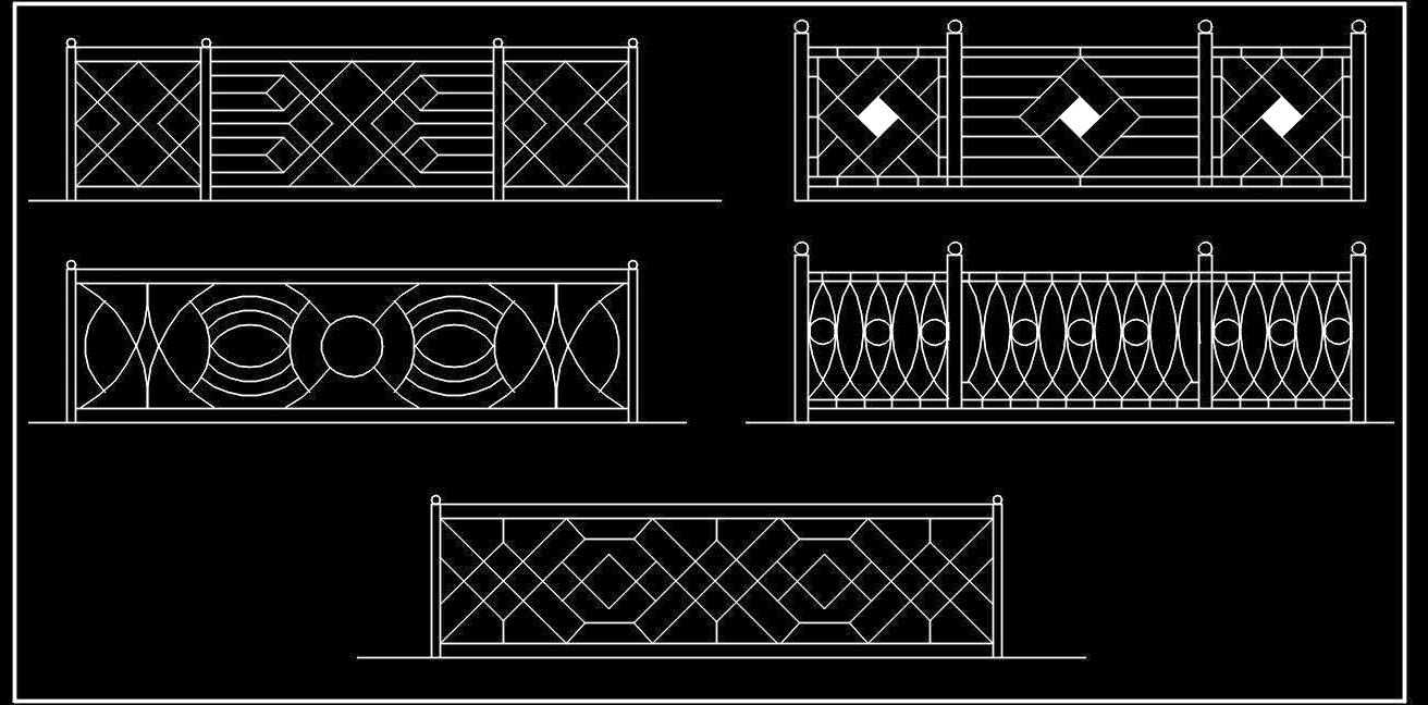 Staircase and Balcony Railing CAD Blocks Collection